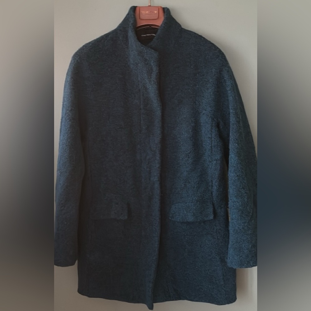 Women’s Sz S attractive business concealed closure pocket mid length jacket coat